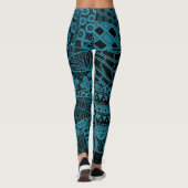 Elegantes Abstraktes Tribal-Muster mit blauer Geom Leggings (Rückseite)