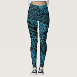Elegantes Abstraktes Tribal-Muster mit blauer Geom Leggings