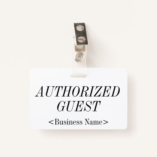 Elegantes Abzeichen "AUTHORIZED GUEST" Ausweis (Vorderseite mit Klammer)