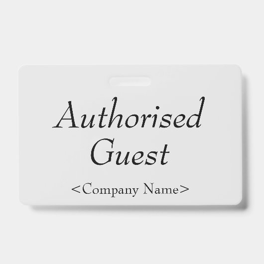 Elegantes Abzeichen "Authorized Guest" Ausweis (Vorderseite)