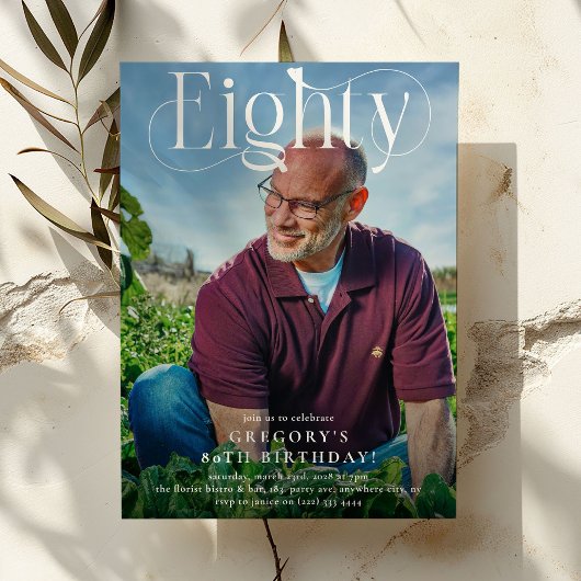 Elegantes ACHTGHTY Foto 30. Geburtstag Party Einladung