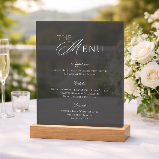 Elegantes Acryl Hochzeitsmenü Acrylschild