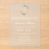 Elegantes Acrylgrün Spanische Hochzeit Acryleinladungen (Vorderseite)