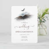 Elegantes Adlergebirge Wasserfarbe Script Hochzeit Einladung (Stehend Vorderseite)