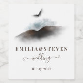 Elegantes Adlergebirge Wasserfarbe Script Hochzeit Weinetikett (Einzelnes Label)