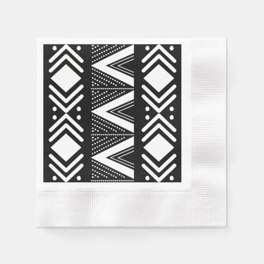 Elegantes afrikanisches Bogolan Designpapier Napki Serviette (Vorderseite)