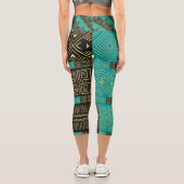 Elegantes Afrikanisches Tribal Geometrisches Muste Capri Leggings (Rückseite)