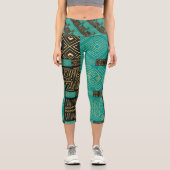 Elegantes Afrikanisches Tribal Geometrisches Muste Capri Leggings (Vorderseite)