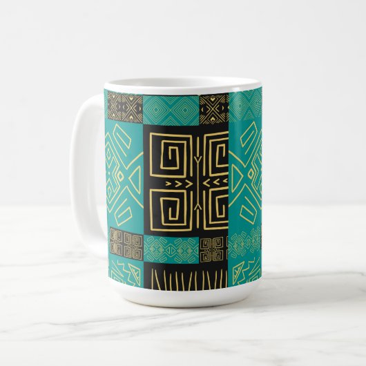 Elegantes Afrikanisches Tribal Geometrisches Muste Kaffeetasse (Vorderseite Links)