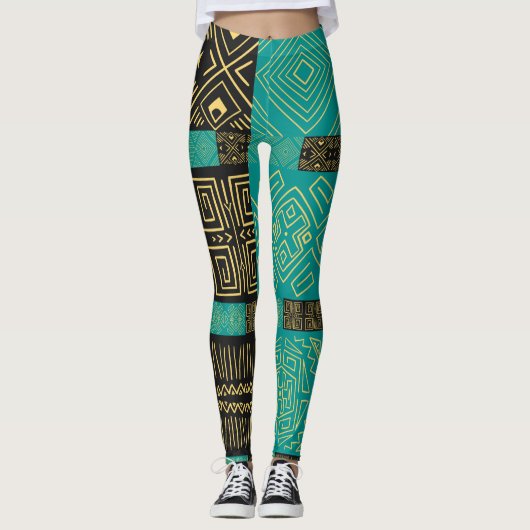 Elegantes Afrikanisches Tribal Geometrisches Muste Leggings (Vorderseite)