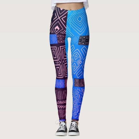 Elegantes Afrikanisches Tribal Geometrisches Muste Leggings (Vorderseite)