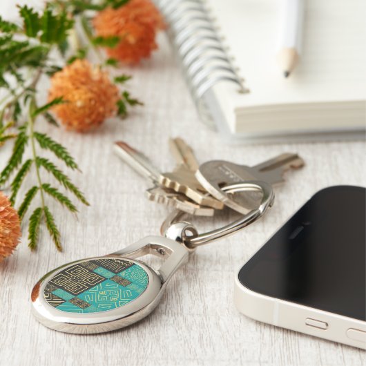 Elegantes Afrikanisches Tribal Geometrisches Muste Schlüsselanhänger (Seite)