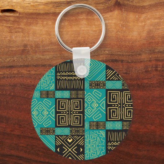 Elegantes Afrikanisches Tribal Geometrisches Muste Schlüsselanhänger (Rückseite)