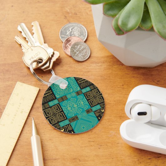 Elegantes Afrikanisches Tribal Geometrisches Muste Schlüsselanhänger (Schreibtisch)