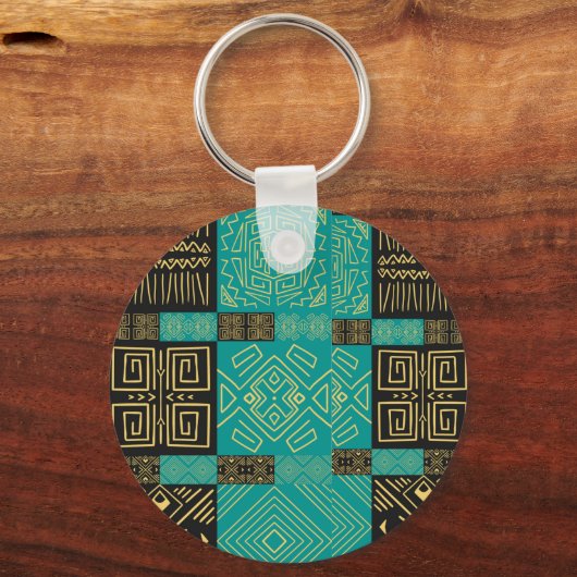 Elegantes Afrikanisches Tribal Geometrisches Muste Schlüsselanhänger (Vorderseite)
