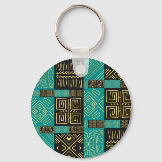 Elegantes Afrikanisches Tribal Geometrisches Muste Schlüsselanhänger (Rückseite)