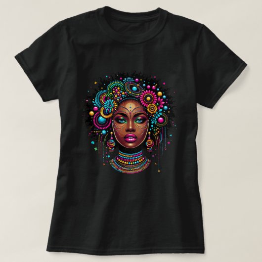 Elegantes Afro American Black Girl mit Bling T-Shirt (Design vorne)