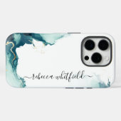 Elegantes Agate Marble Muster Monogram Script Case-Mate iPhone Hülle (Rückseite (Horizontal))