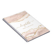 Elegantes Agate Marble Personalisiert Coral Gold Notizblock (Rechte Seite)