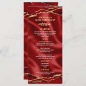 Elegantes Agate Red and Gold Menü Menükarte (Vorne/Hinten)