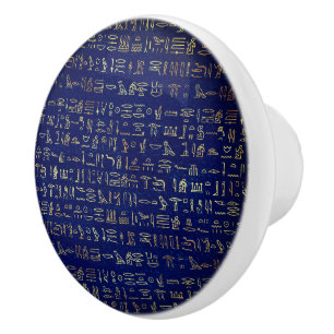 Elegantes ägyptisches Hieroglyph-Imitat in golden Keramikknauf