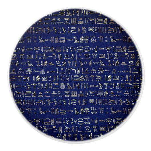Elegantes ägyptisches Hieroglyph-Imitat in goldene Keramikknauf (Vorderseite)