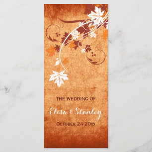 Elegantes Ahorn-Blätter Orange-Hochzeit im Herbst Programm