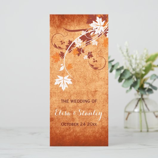 Elegantes Ahorn-Blätter Orange-Hochzeit im Herbst Programm (Stehend Vorderseite)
