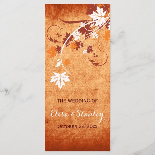 Elegantes Ahorn-Blätter Orange-Hochzeit im Herbst Programm (Vorderseite)