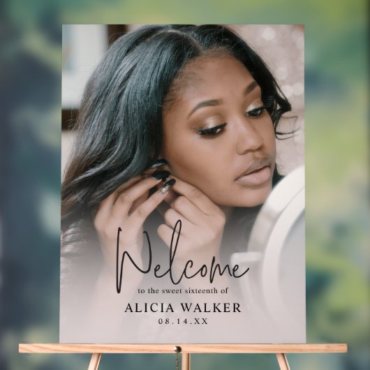 Elegantes Akryllisches Sweet 16 Willkommenszeichen Acrylschild (Neutral)