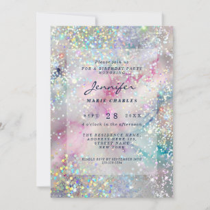 Elegantes Alkohol-Tinten-Holografisches Glitter-Ge Einladung