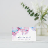 Elegantes alkoholfarbenes Pastellblau und rosa Visitenkarte (Stehend Vorderseite)