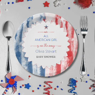 Elegantes All American Girl 4. Juli Baby Shower Pappteller