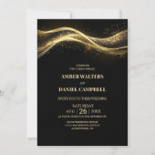 Elegantes All in One Black Gold Wedding Einladung (Vorderseite)