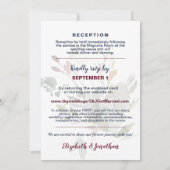 Elegantes All in one Burgund Navy Rose Gold Weddin Einladung (Rückseite)