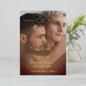 Elegantes All Wedding Brown Golden Initials Foto Folieneinladung (Stehend vorne)