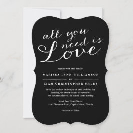 Elegantes Alles was Sie brauchen ist Liebe Black W Einladung