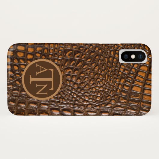 Elegantes Alligator-Skin-Monogramm Case-Mate iPhone Hülle (Rückseite (Horizontal))