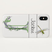 Elegantes Alphabet J Lavender Eucalyptus Dragonfly Case-Mate iPhone Hülle (Rückseite (Horizontal))
