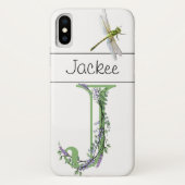 Elegantes Alphabet J Lavender Eucalyptus Dragonfly Case-Mate iPhone Hülle (Rückseite)