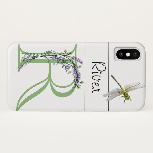 Elegantes Alphabet R Lavender Eukalyptus Dragonfly Case-Mate iPhone Hülle (Rückseite (Horizontal))