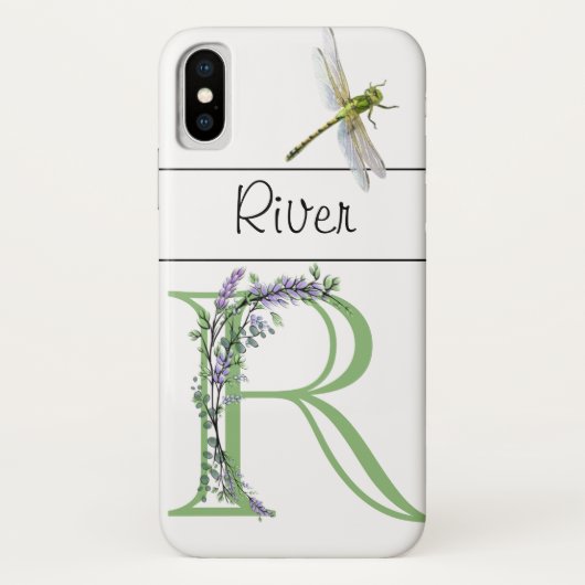 Elegantes Alphabet R Lavender Eukalyptus Dragonfly Case-Mate iPhone Hülle (Rückseite)