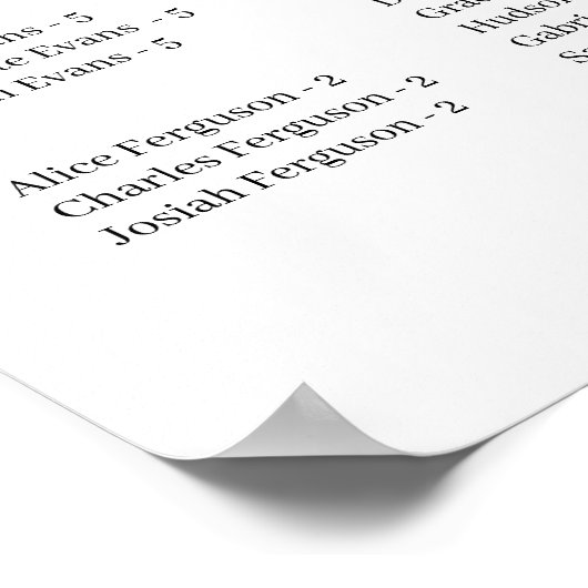 Elegantes Alphabetisches Hochzeitscharakter Poster (Ecke)