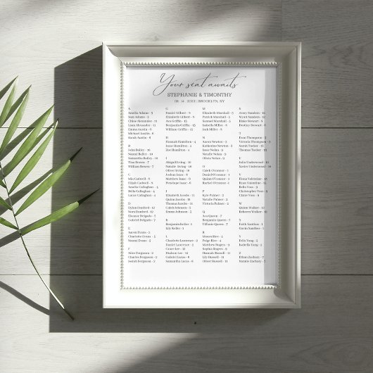 Elegantes Alphabetisches Hochzeitscharakter Poster