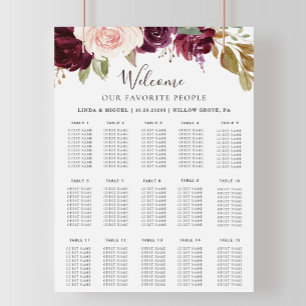 Elegantes Alphabetisches Hochzeitsdiagramm Poster