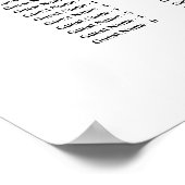 Elegantes alphabetisches Hochzeitssatchdiagramm Poster (Ecke)