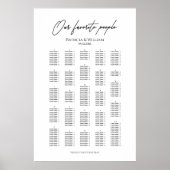 Elegantes alphabetisches Hochzeitssatchdiagramm Poster (Vorne)