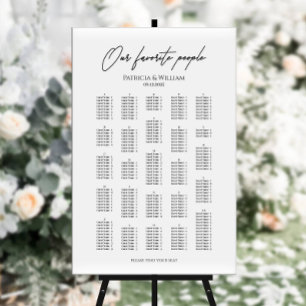 Elegantes alphabetisches Hochzeitssatchdiagramm Poster