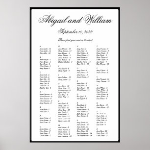 Elegantes Alphabetisches Hochzeitsstift Poster