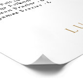 Elegantes Alphabetisches Seating Chart für 100 Gäs Poster (Ecke)